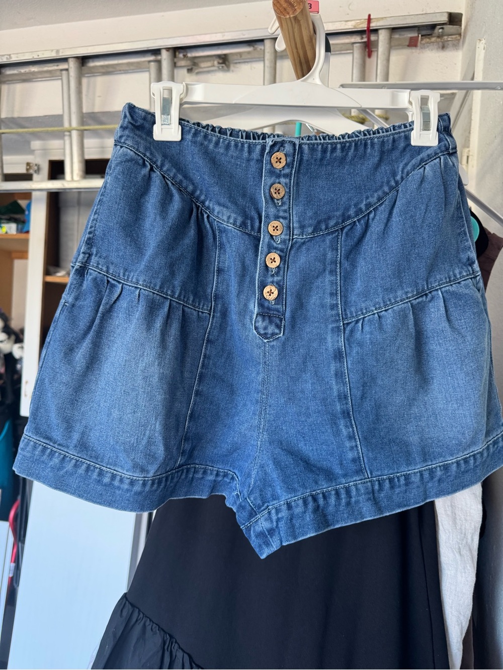 High-Waisted Blue Denim Button-Front Women’s Shorts